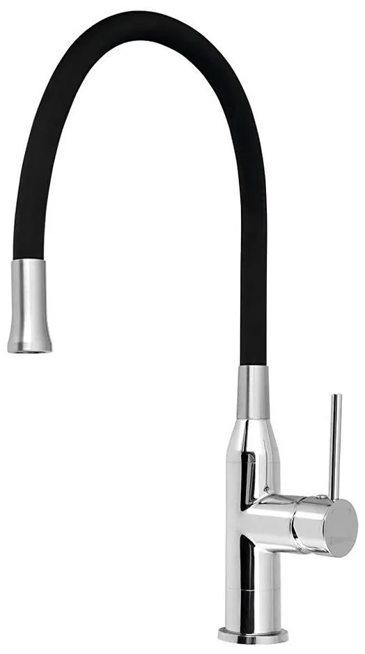 Baterie de chiuvetă cu pipă flexibilă Sapho SILI negru/crom lucios