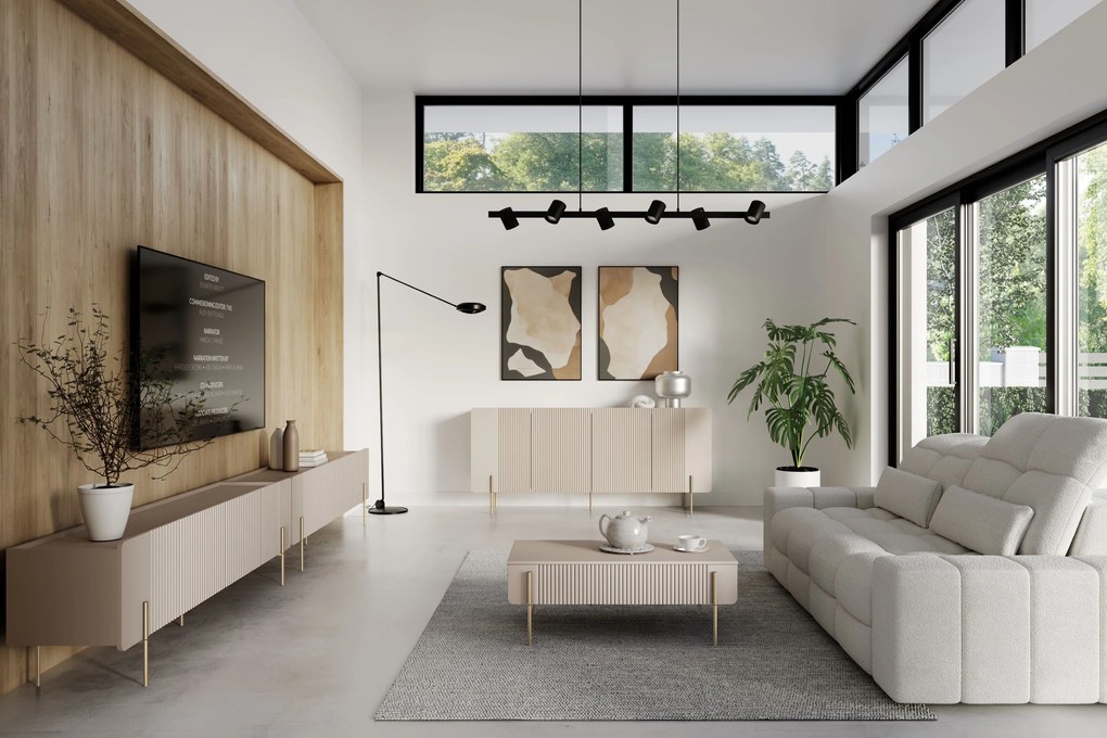 Măsuță de cafea cu sertare Malmi 100 cm - cașmir / picioare aurii