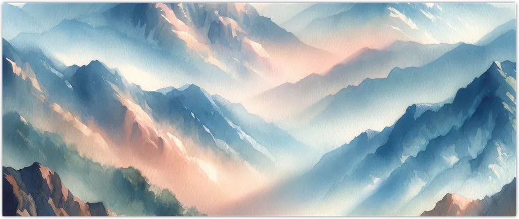 Tablou - Acuarelă munți (120x50 cm)