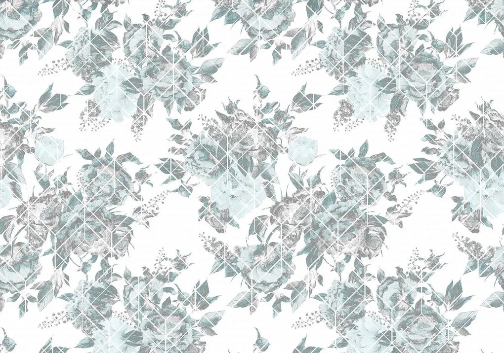 Fototapet - Flori - albastru gri (152,5x104 cm)