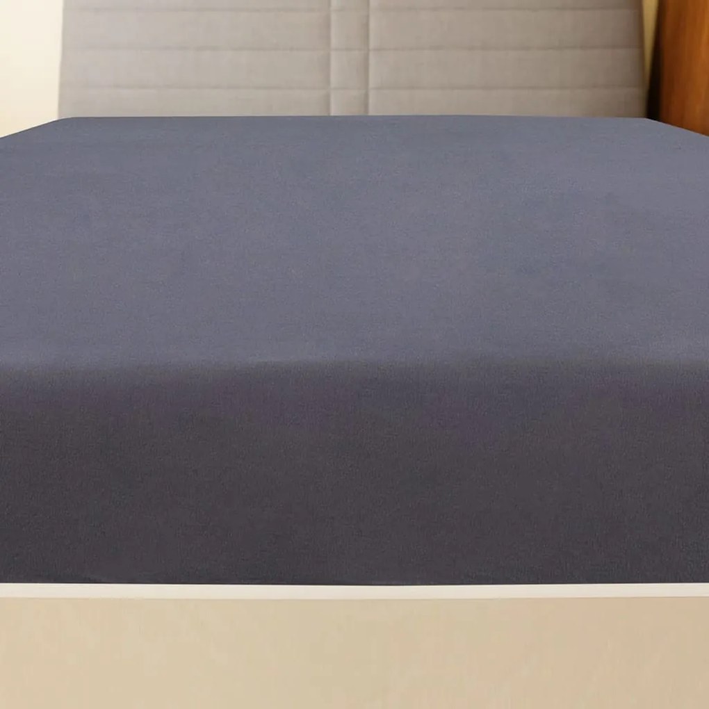 Cearsaf de pat cu elastic, antracit, 100x200 cm, bumbac