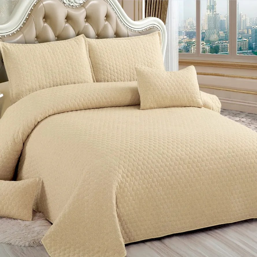 Cuvertura bumbac cu in, 5 piese, pat 2 persoane, 220x240 cm, CBI13