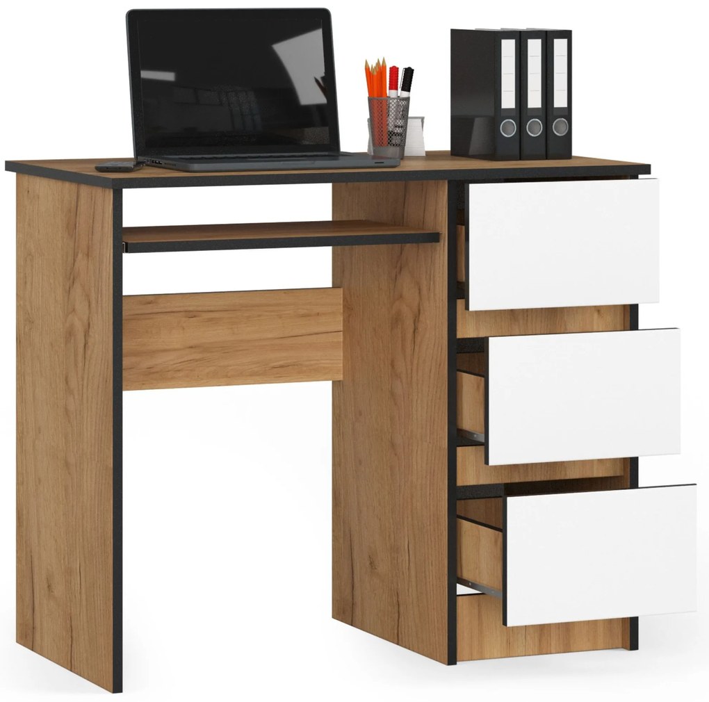 Masă PC Benicio (Stejar craft + Alb) (D). 1070962