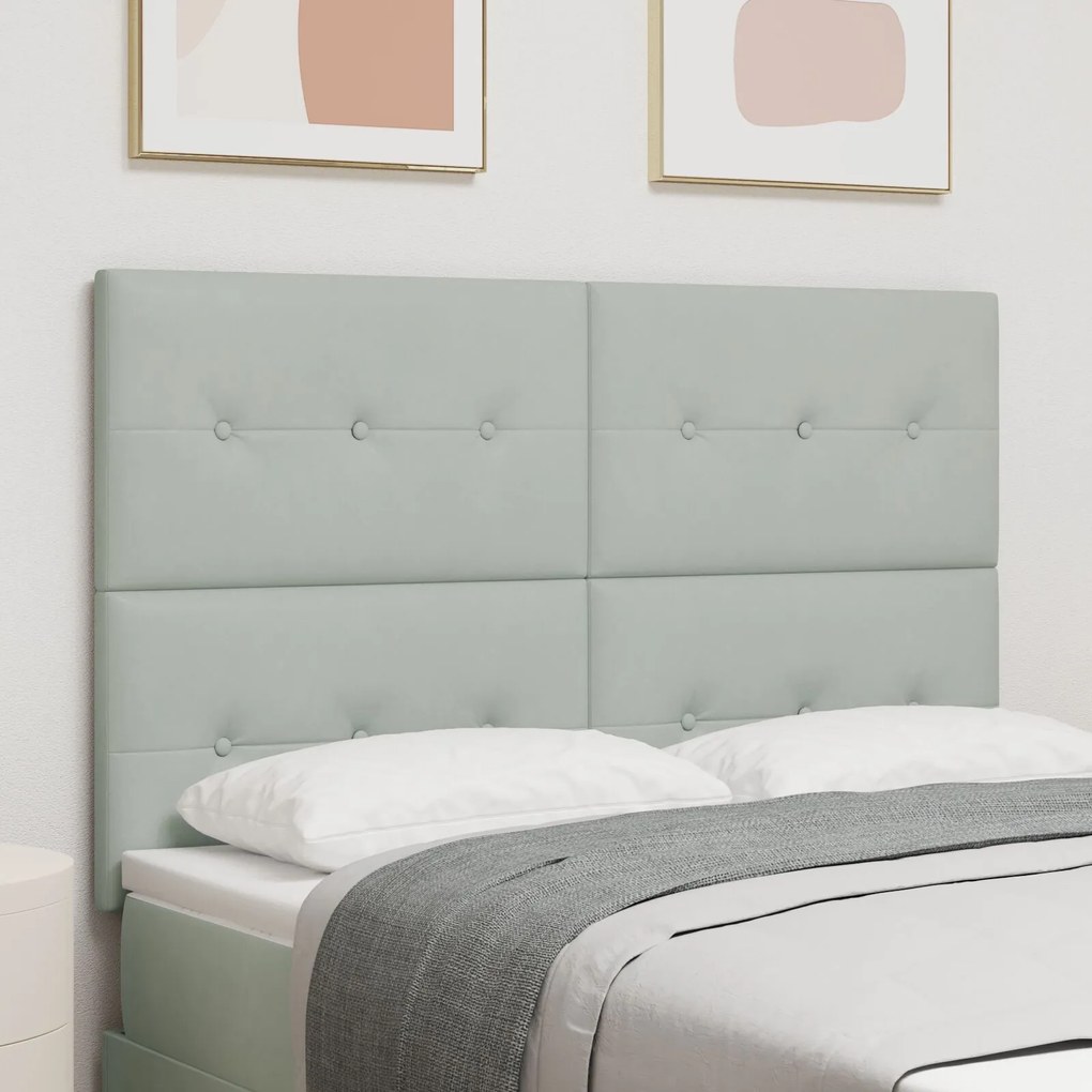 vidaXL Tăblie cap Pe perete cu headboard Gri deschis 144 cm Catifea