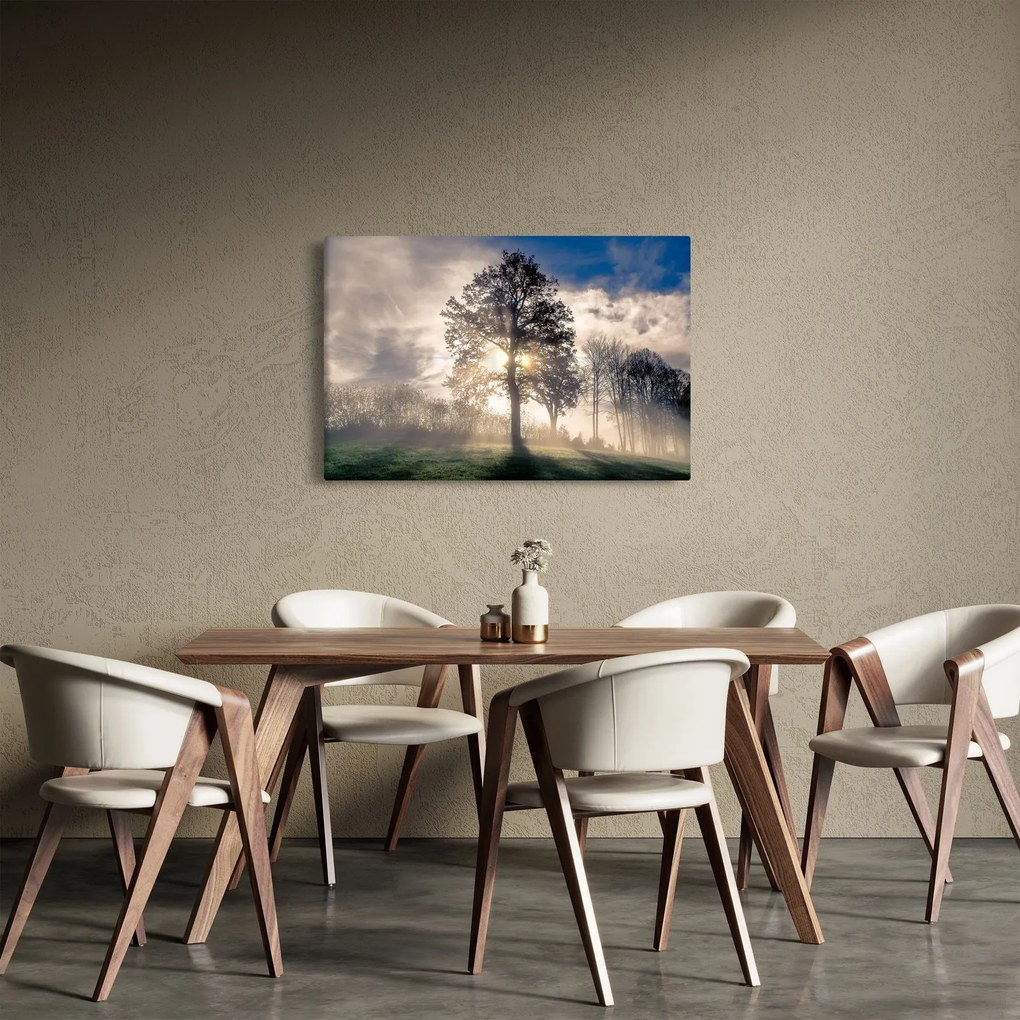 Tablou cu copac în ceață (90x60 cm)