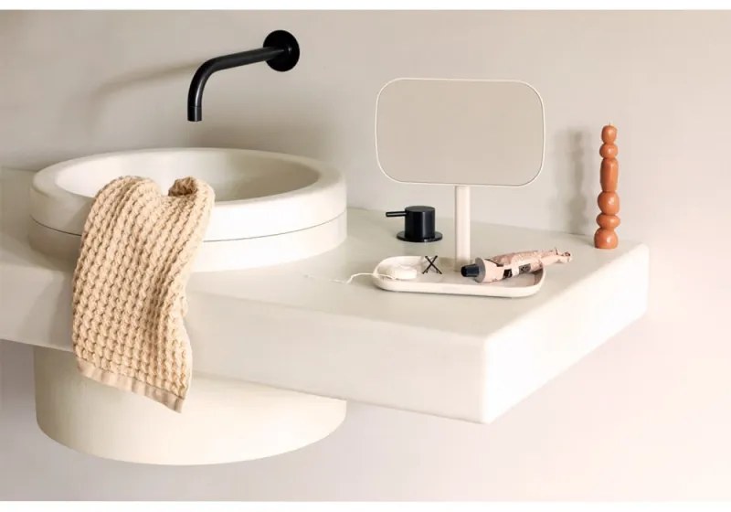 Oglinda cu suport pentru accesorii Brabantia ReNew 1006271, 28.3x20x12.6 cm, Baza antiderapanta, Reglabila la 360°, Bej