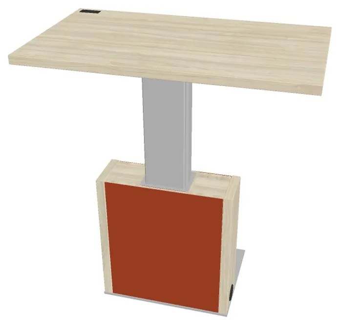 Masă de conferință reglabilă Verno+ S 120 x 70 cm, salcâm / portocaliu