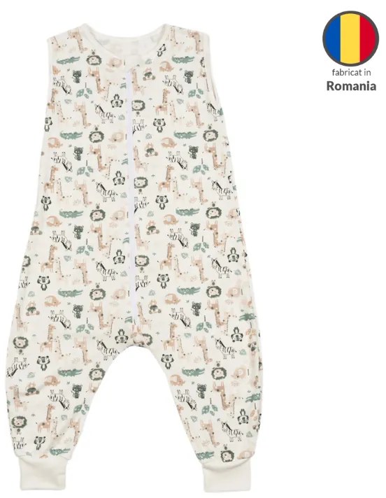 Sac dormit copii de vara din bumbac cu picioare 18-36 luni Kidizi Safari, 0.5 tog