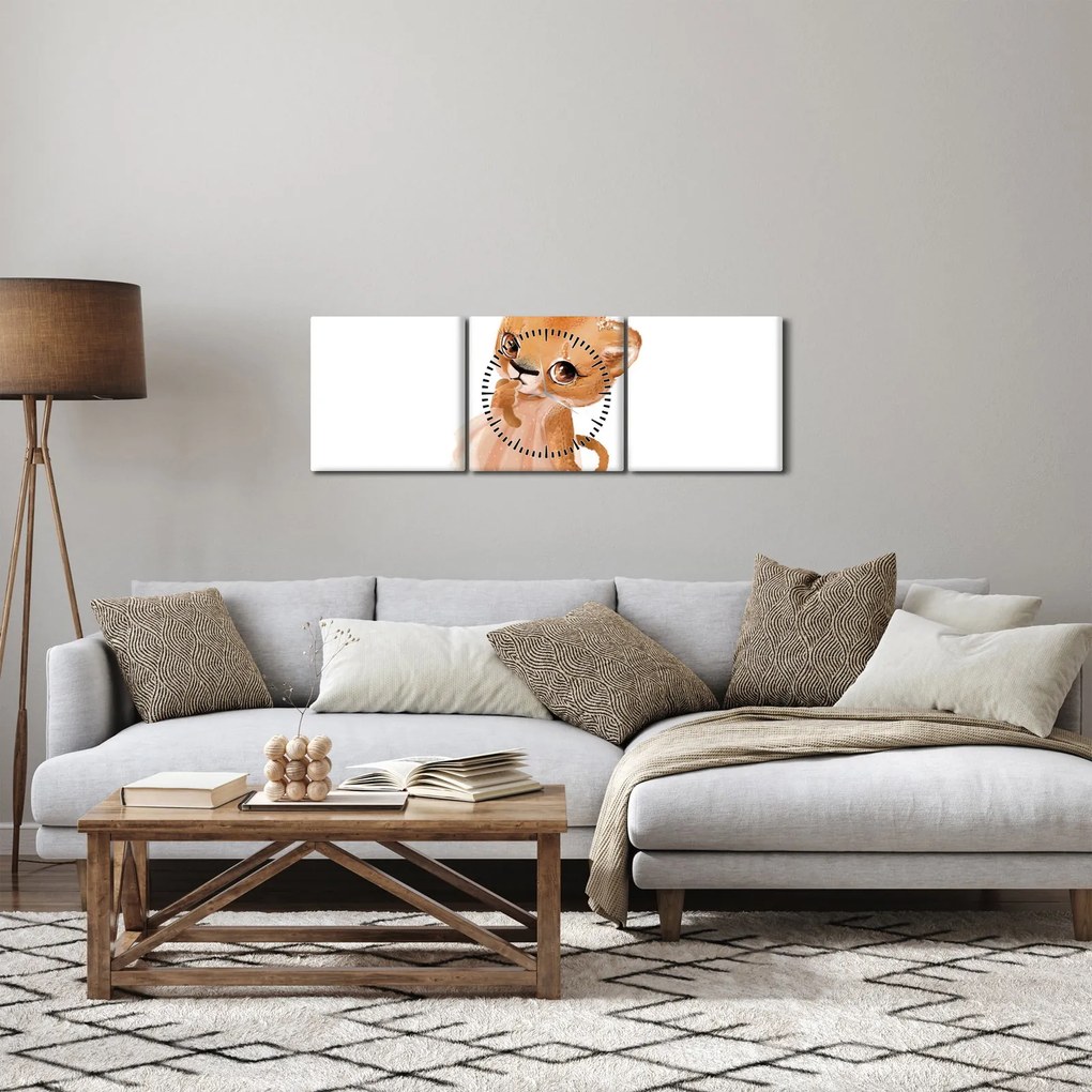 Tablou - Animăluț în acuarelă N⁰6 (cu ceas) (90x30 cm)