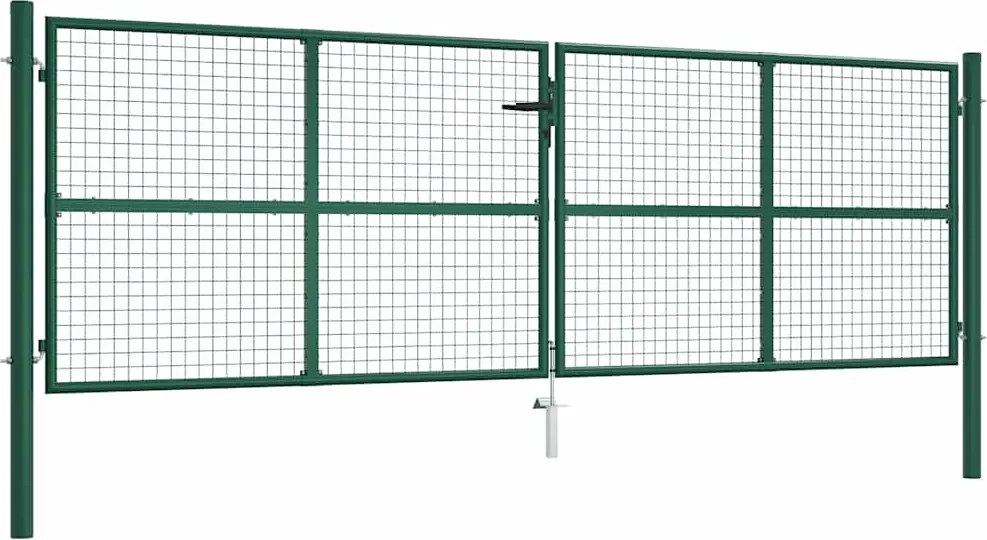 vidaXL Poartă de grădină din plasă, oțel, 400x125 cm, verde