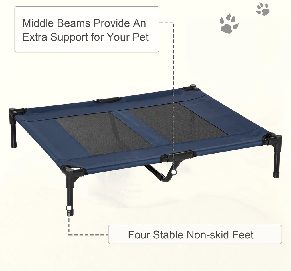 PawHut Pat pe picioare pat pentru câini pisici pat de tabără pat ridicat animale material textil Oxford textilenă micro-perforată oțel | Aosom Romania