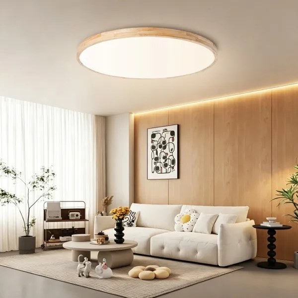 Brilagi - Lampă LED dimabilă WOODLINE, 128W, 230V, 3000-6000K, stejar, diametru 100 cm + telecomandă