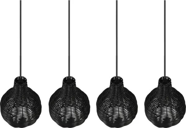 Reality - Lustră pe cablu SPROUT 4xE14/30W/230V negru/ratan