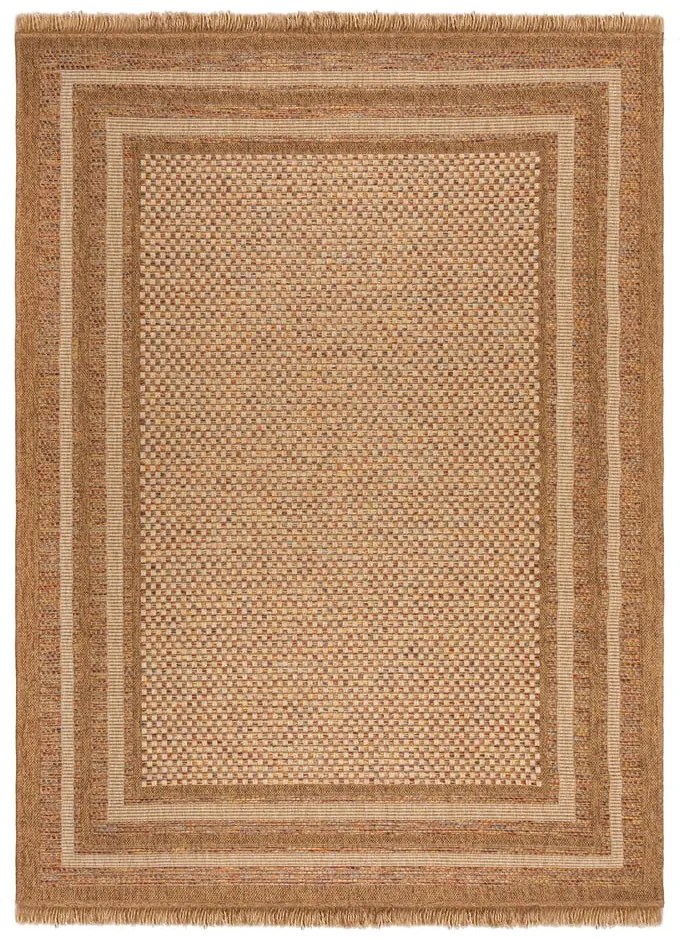 Covor pentru exterior și interior în culoare naturală 200x290 cm Layla Border – Flair Rugs