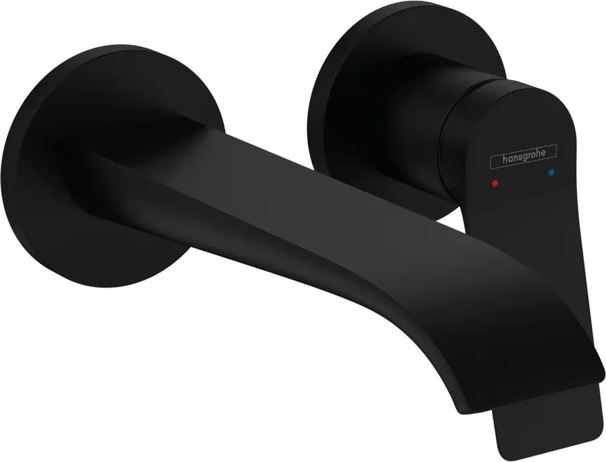 Baterie lavoar incastrata Hansgrohe Vivenis cu pipa 19.2 cm negru mat fara corp ingropat