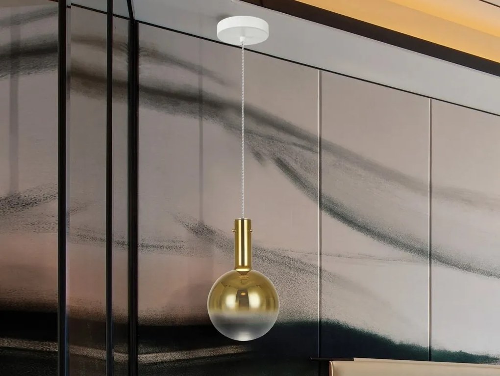 Pendul LED design modern Matices alb/auriu