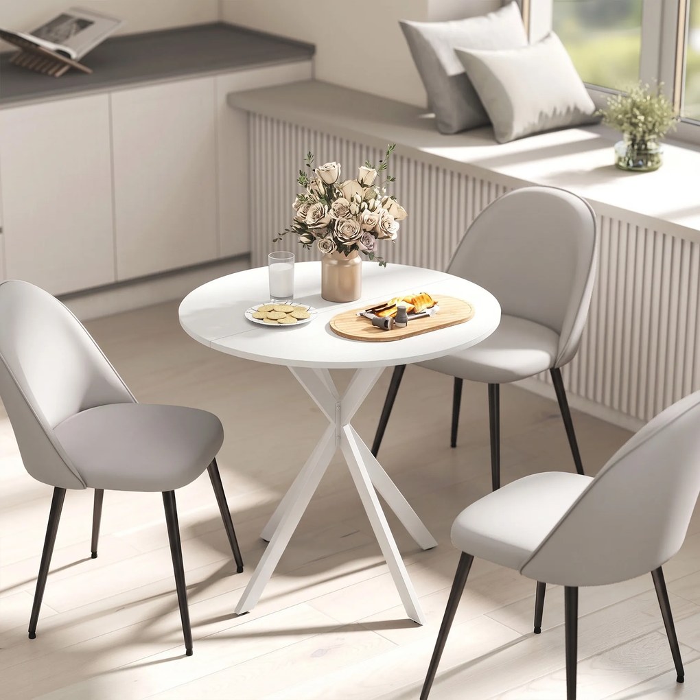 HOMCOM Masă Da Dining Rotund Stil Industrial Con Picioare în X Ø80x75 cm | Aosom Romania