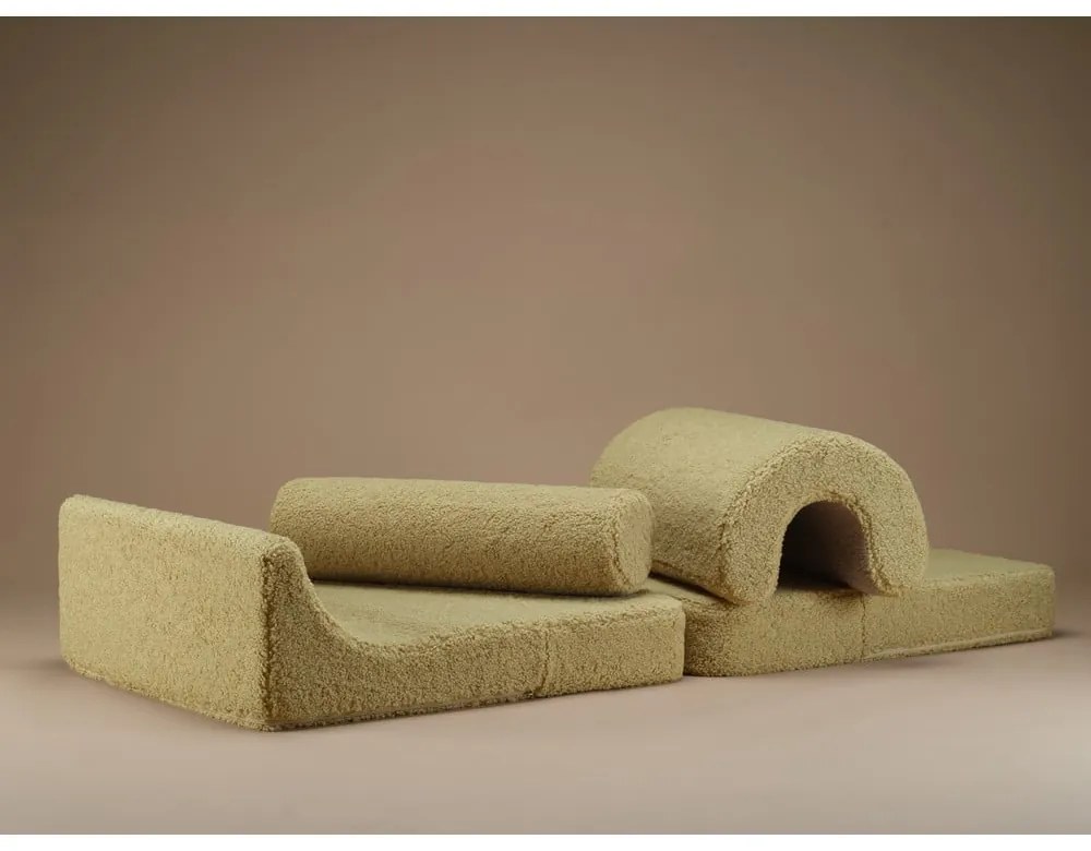 Fotoliu pentru copii verde cu tapițerie din țesătură bouclé Flipster – Wigiwama