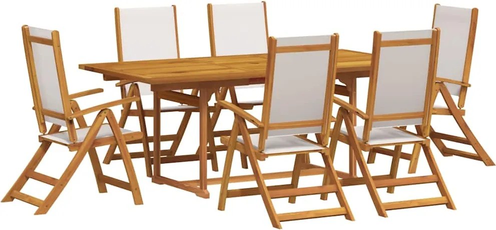 vidaXL Set mobilier de grădină, 7 piese, lemn masiv acacia/textilenă