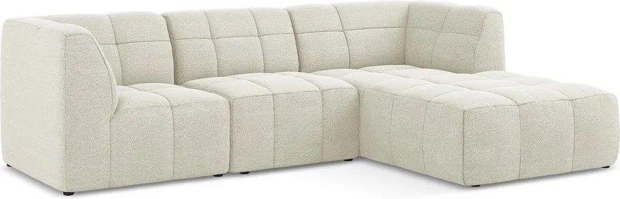 Colțar bej cu tapițerie din țesătură bouclé (cu colț pe partea dreaptă/cu șezlong) Aloha – Makamii