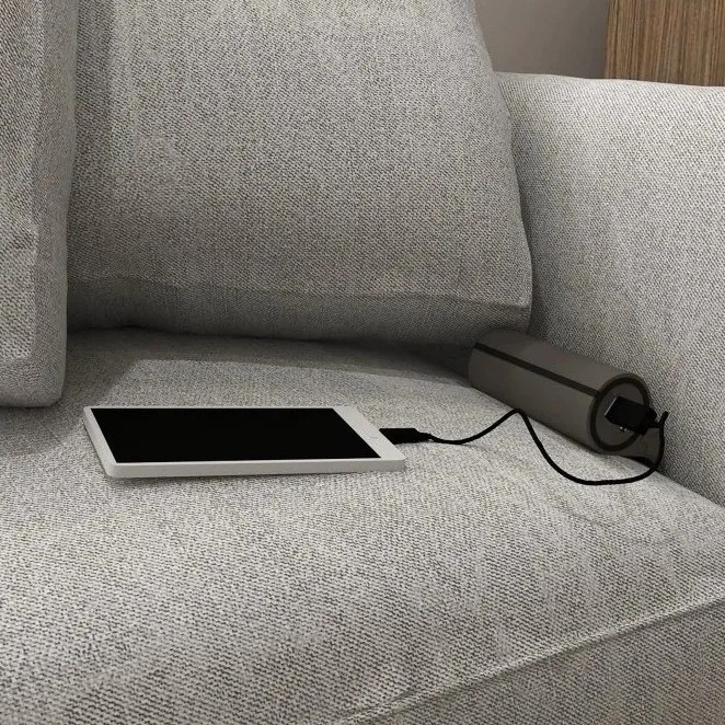 Priză electrică Sofa Box Design Light, 1 priză Schuko, 2 x USB, gri Gri, Metal/Plastic