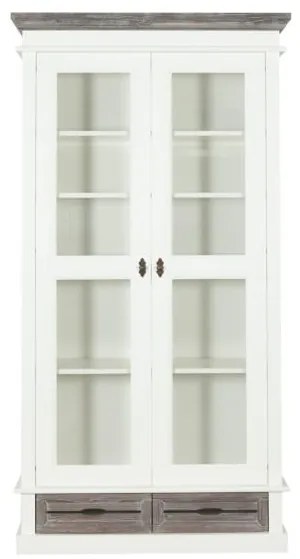 Vitrina Cu 2 Usi Si 2 Sertare Cabana Alb Si Antracite, 100 Cm