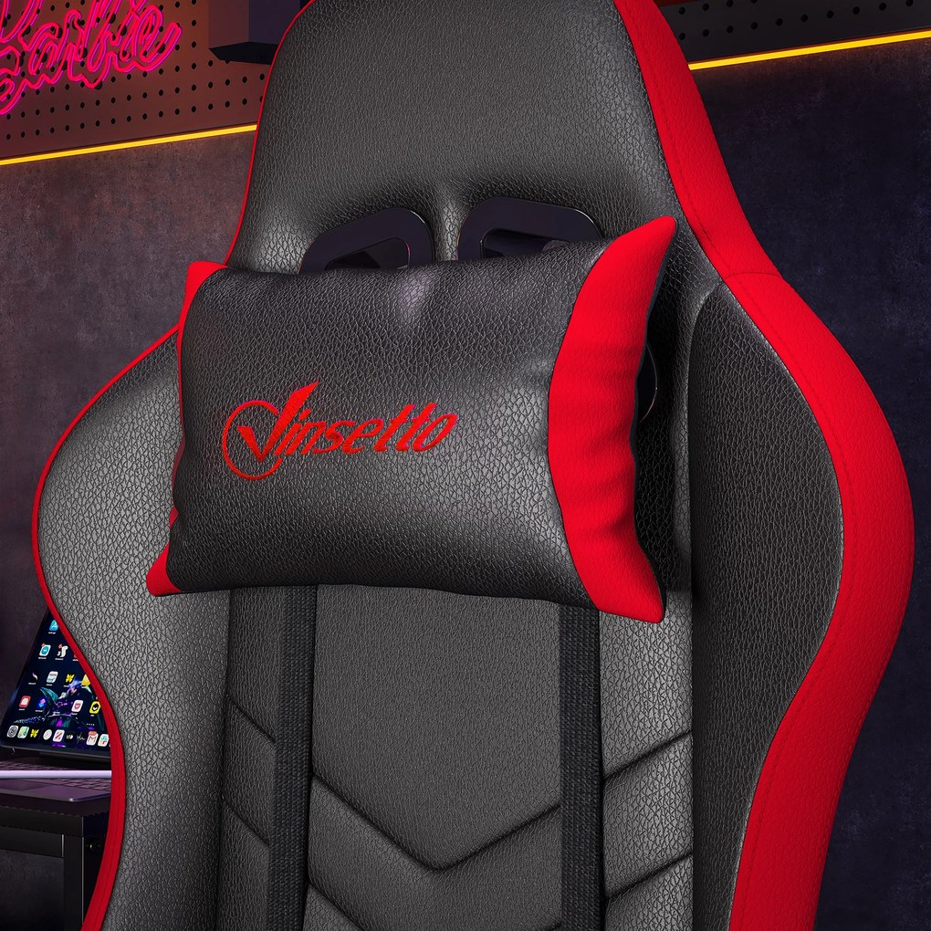 Vinsetto Scaun Gaming cu Înălțime Reglabilă și cu Spătar Rabatabil, 65x65x121-129 cm, Negru | Aosom Romania