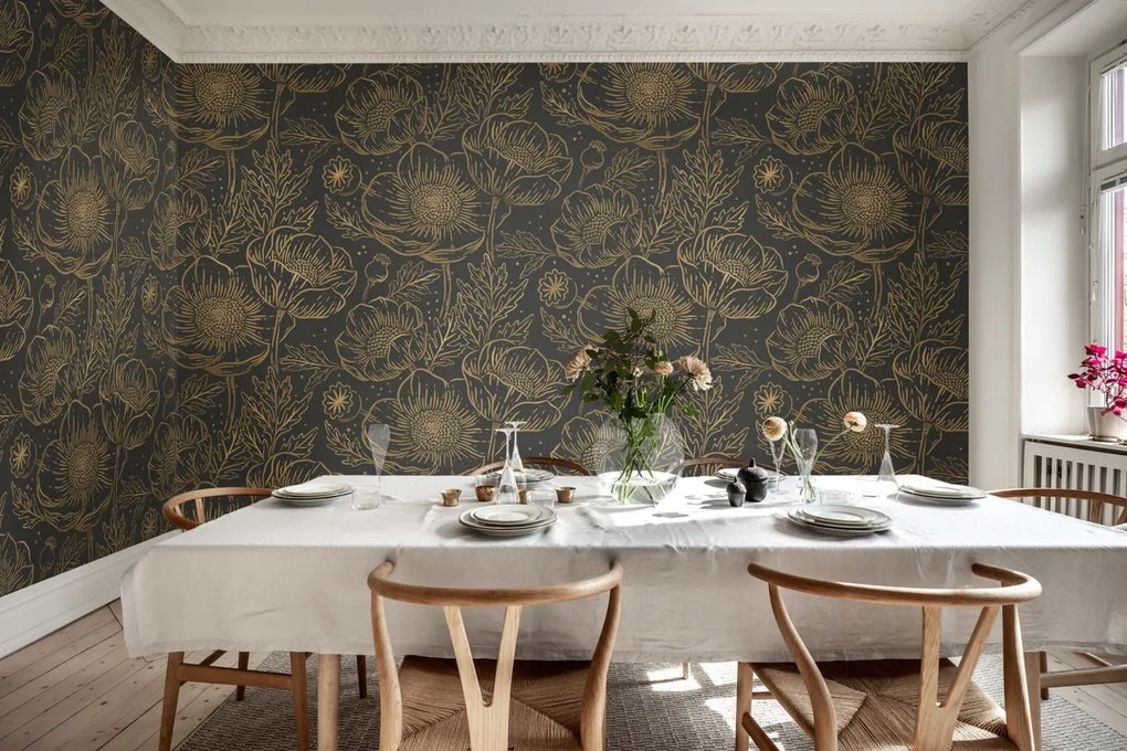 Fototapet, Golden Poppy, Midnight, Rebel Walls