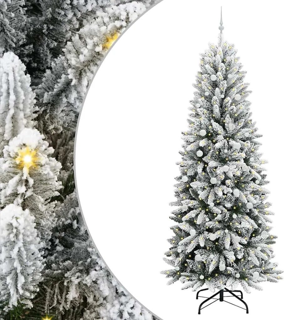 vidaXL Brad de Crăciun artificial cu 300 LED cu suport Alb 240 cm