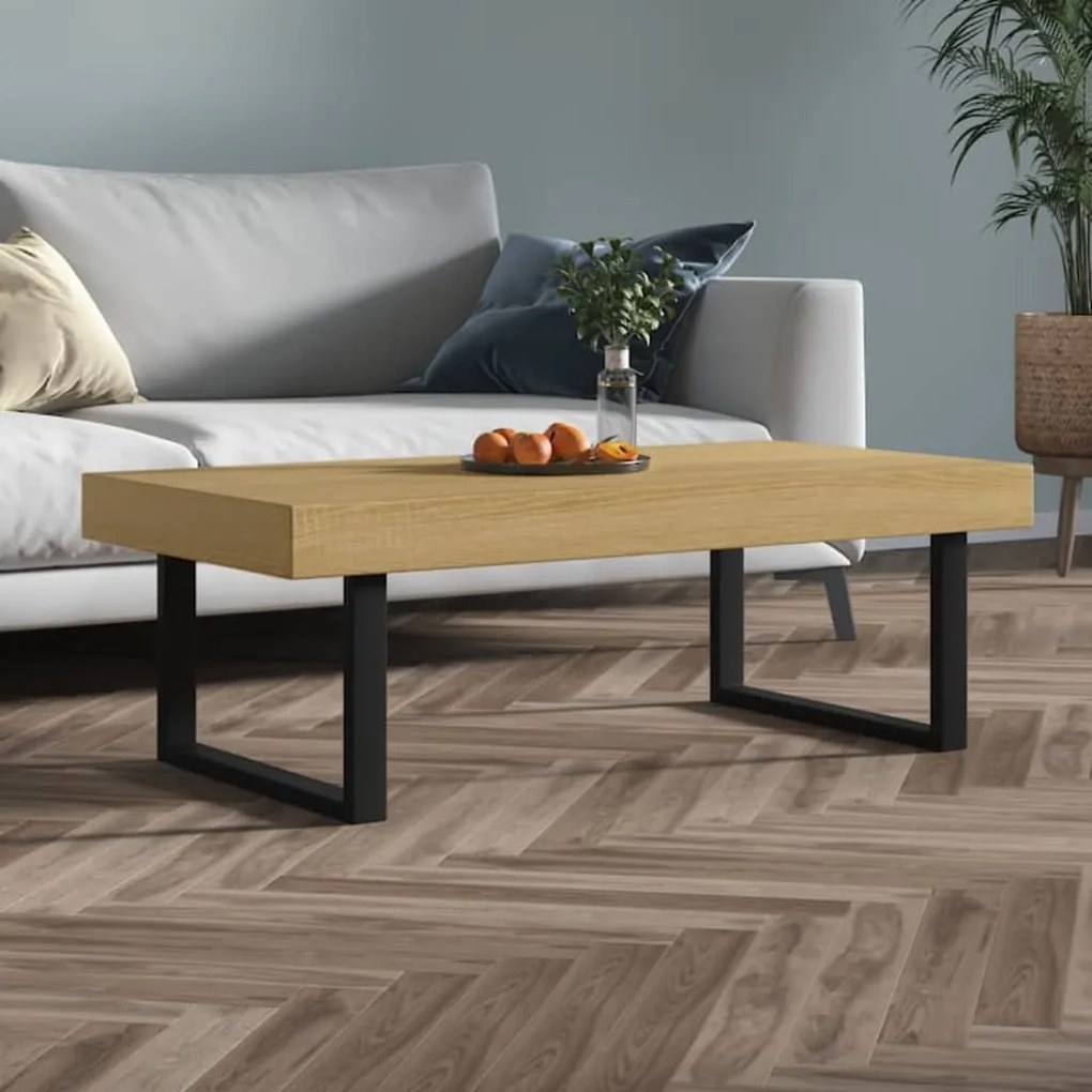 vidaXL Măsuță de cafea, maro deschis &amp; negru, 120x60x40 cm, MDF &amp; fier