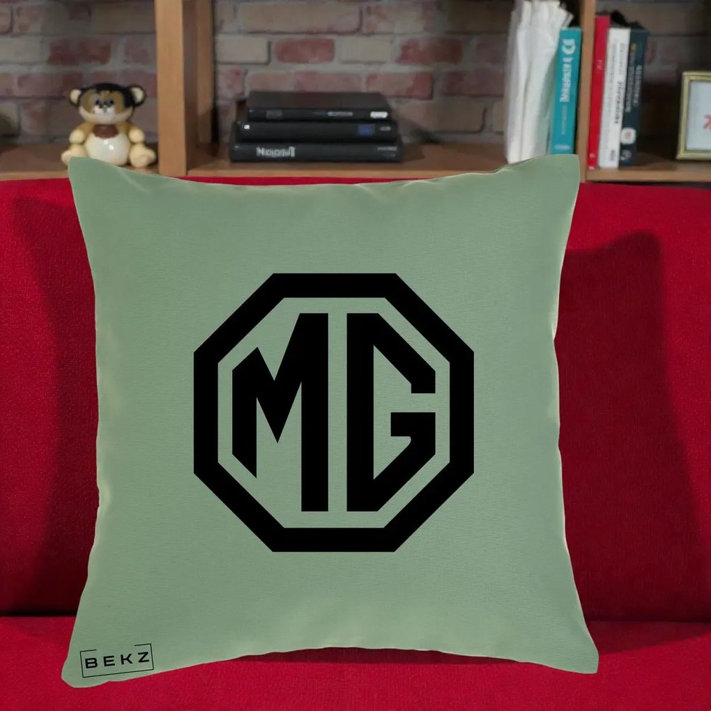 Perna Personalizata cu emblema MG, 40x40 cm, Verde, Husa Detasabila, Perna Inclusa, BEKZ®