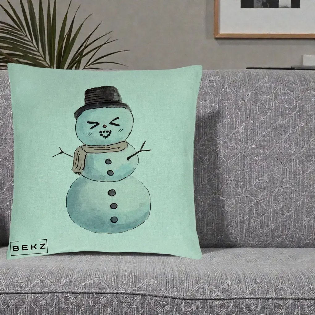 Perna Decorativa Om de Zapada Kawaii Haios, 40x40 cm, Verde Menta, Husa Detasabila, Perna Inclusa, BEKZ®