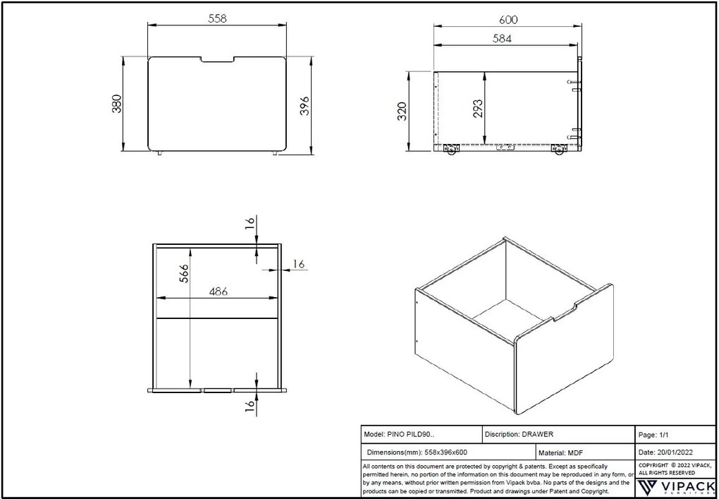 PINO SET DE 2 SERTARE PENTRU Pat copii MATRIMONIAL H85CM ALB