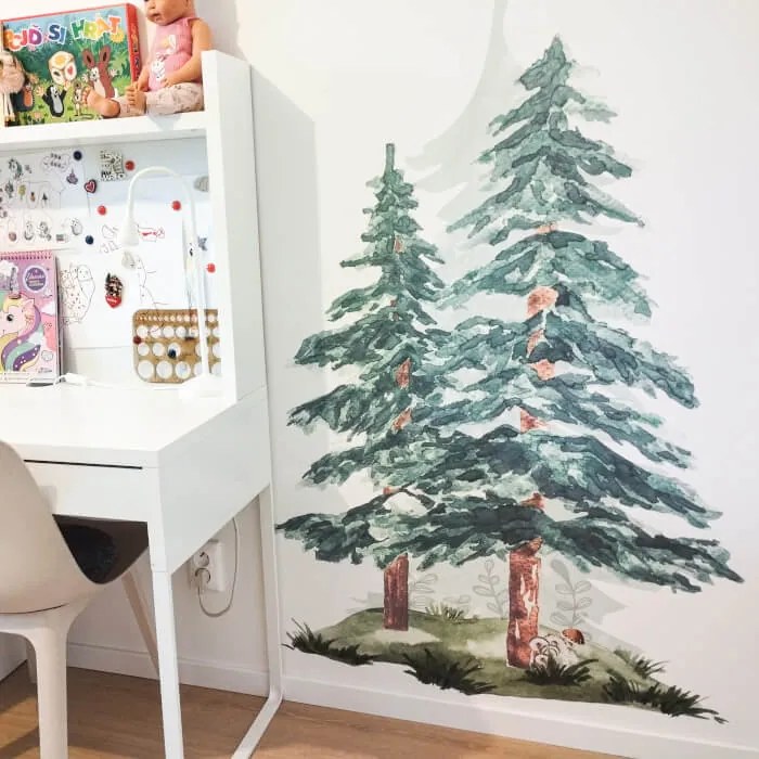 INSPIO Copaci coniferi - autocolante în acuarelă pentru perete