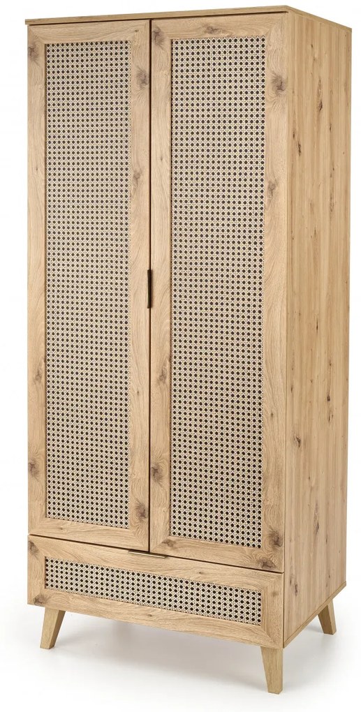 Dulap Borneo S-1 stejar artizan/negru H200 cm