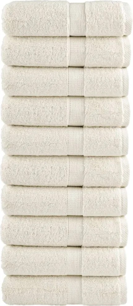 vidaXL Prosoape oaspeți premium SOLUND 10 buc. crem 30x50 cm 600 gsm