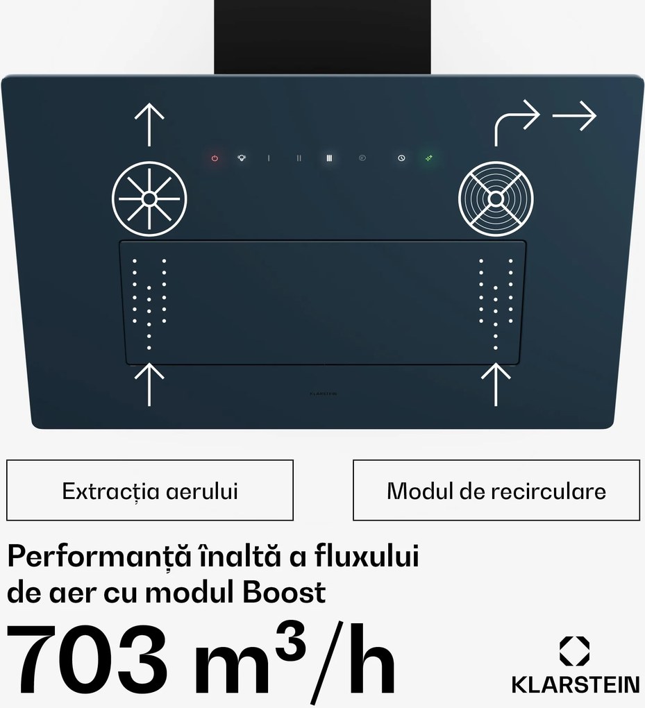 Klarstein Hotă SleekAir, A+++, 717m³/h, Touch, LED, 60cm