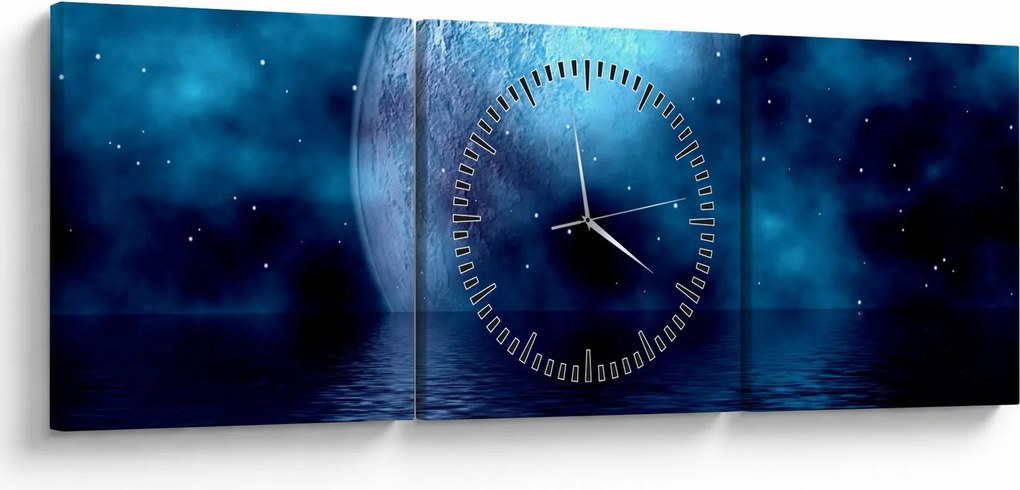 Tablou Luna deasupra mării (cu ceas) (90x30 cm)