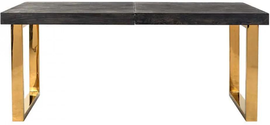 Masa dining extensibila neagra/aurie din lemn si inox 100x195(265) cm Blackbone Richmond Interiors