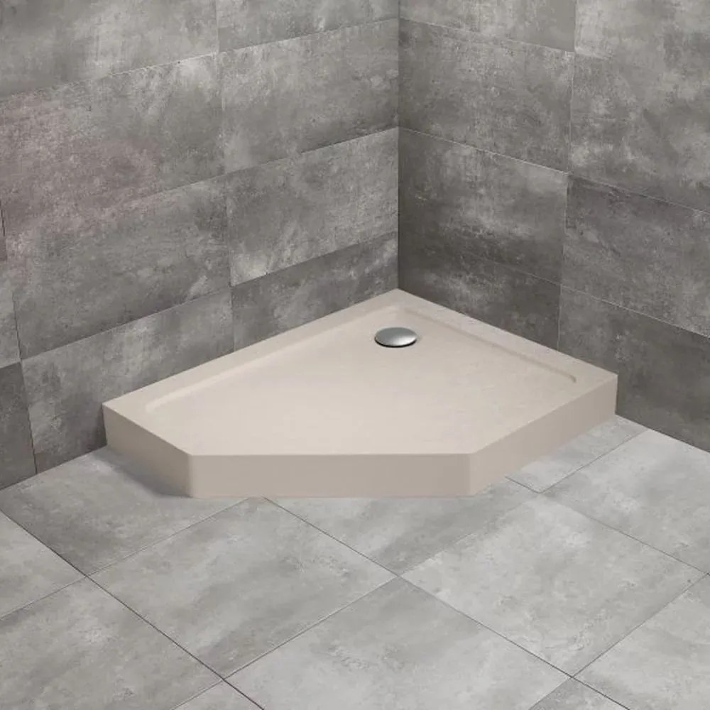 Cadita dus pentagonala Radaway Doros PT E Compact Stone 100x80 cm acril casmir dreapta