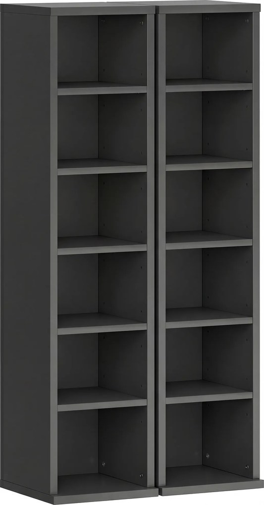 HOMCOM Set de 2 rafturi coloane dulap de depozitare CD-DVD 12 compartimente 21 x 22,5 x 88,5 cm capacitate 204 CD-uri negru | Aosom Romania