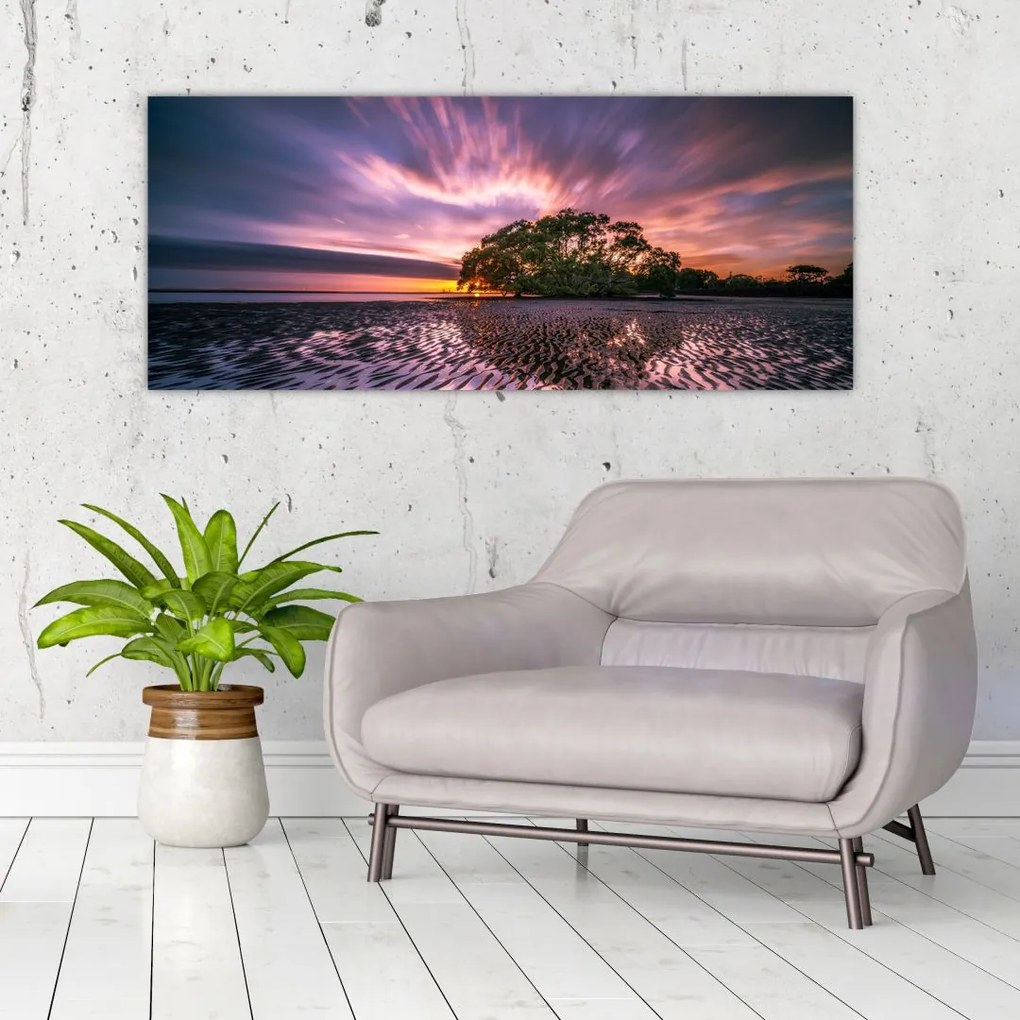 Tablou copacului pe plajă (120x50 cm)