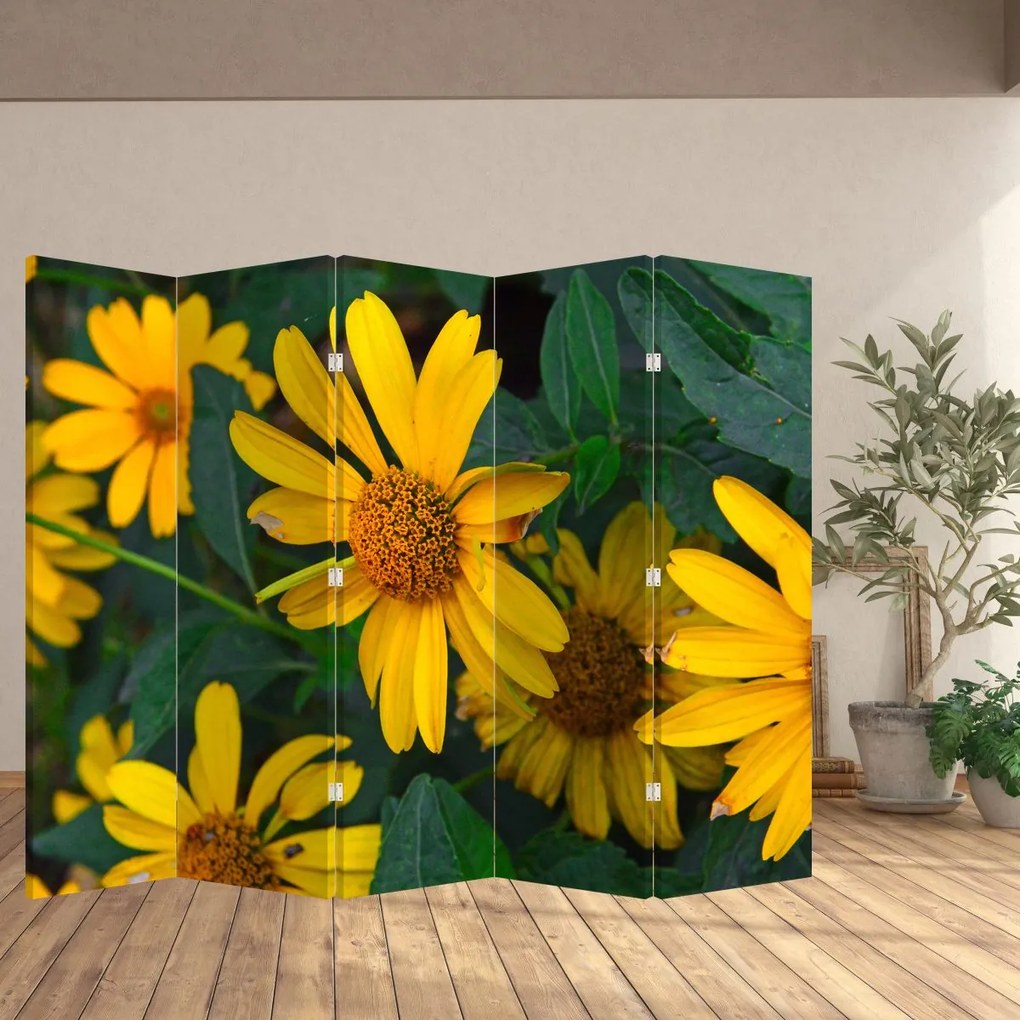 Paravan - Flori galbene (210x170 cm)