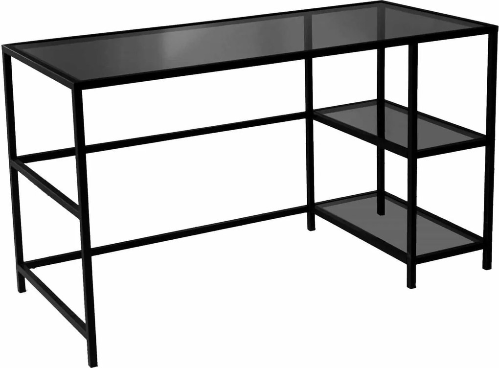 Birou 552NOS1704, negru, sticla/metal, 130x60x75 cm