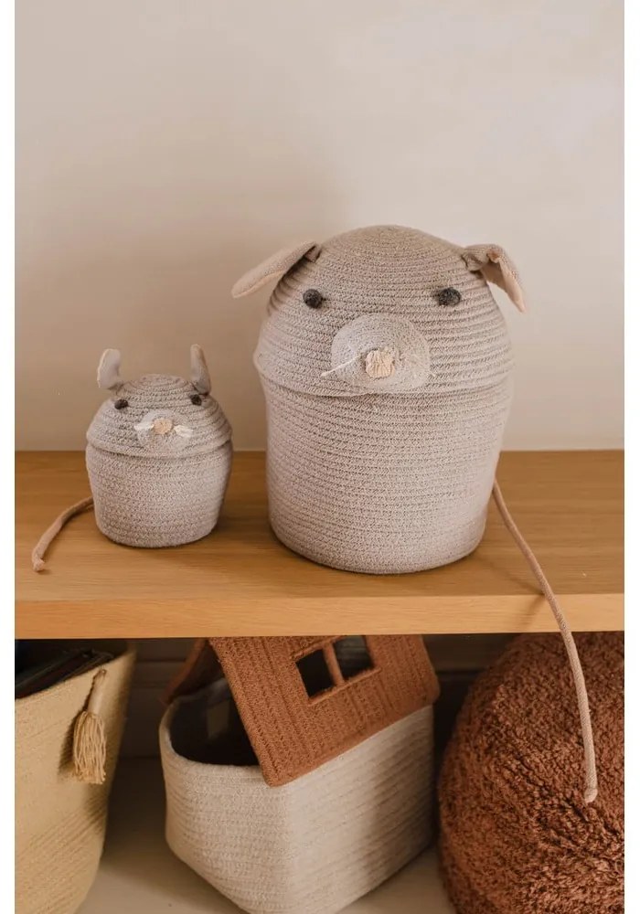 Coș de jucării pentru copii gri din material textil ø 15x15 cm Mini Renata the Rat – Lorena Canals