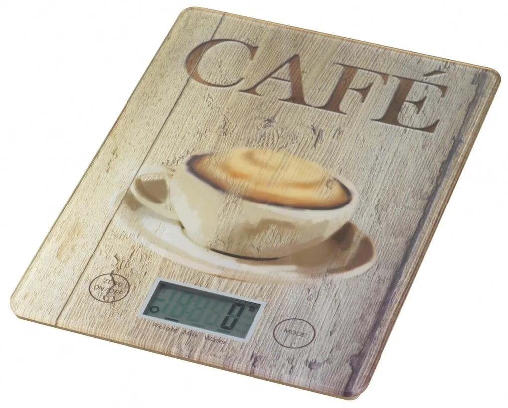 Cantar digital de bucatarie Cafe Wenko, 14 x 19.5 x 1.2 cm, sticla termorezistenta, bej