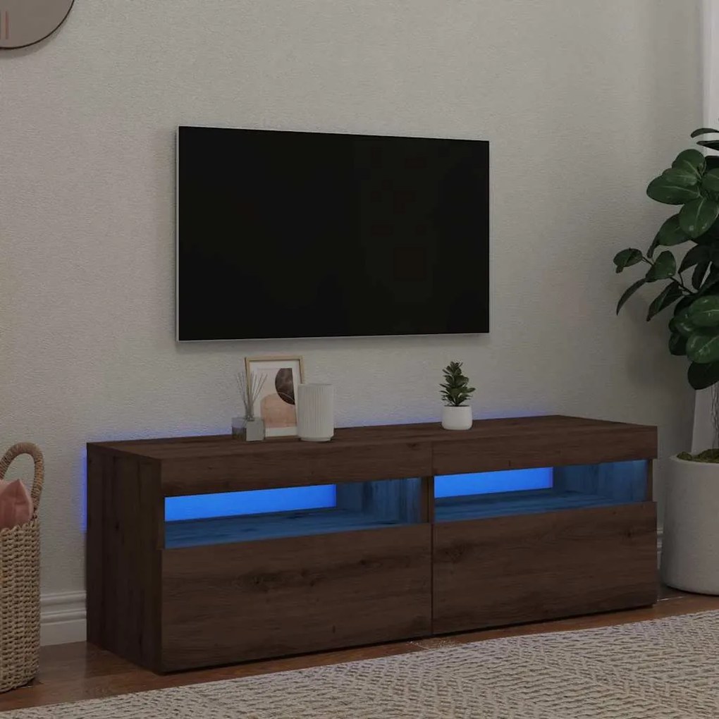 vidaXL Dulapuri TV 2 buc. cu LED stejar artizanal lemn prelucrat
