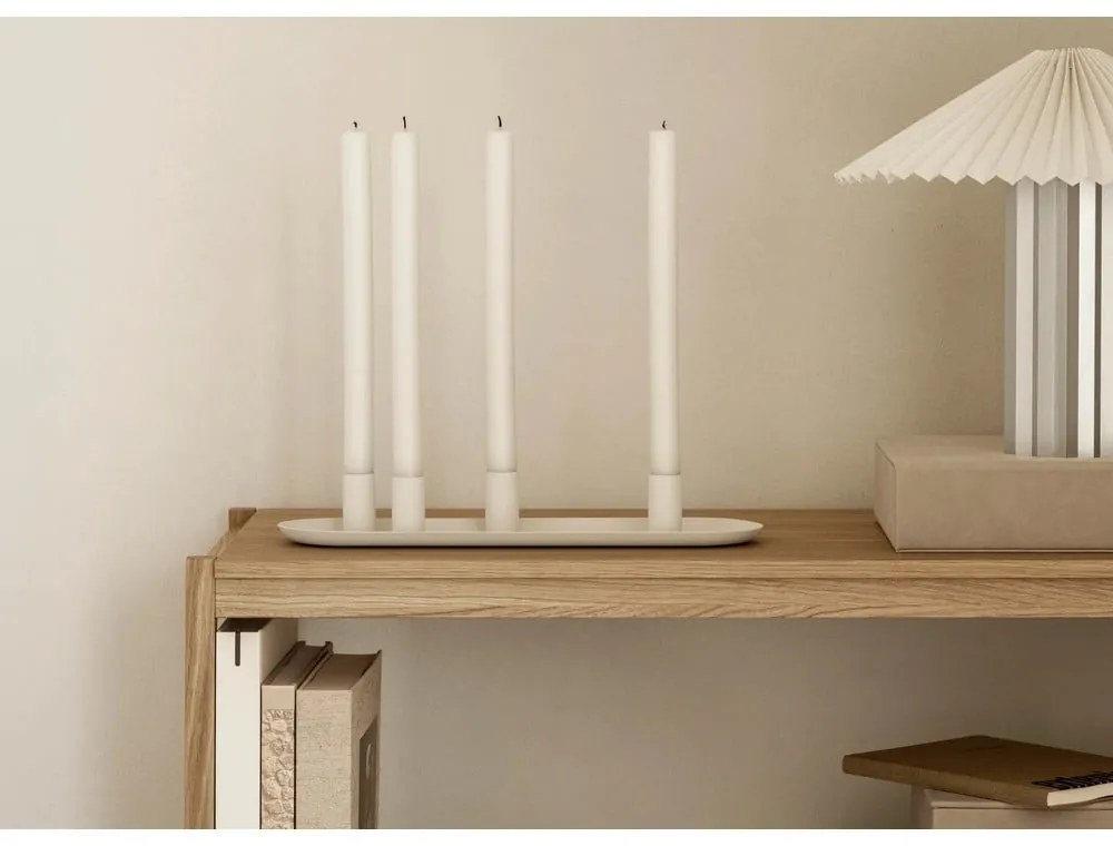 Veioză albă-argintie cu intensitate reglabilă cu abajur textil (înălțime 36 cm) Taite – Blomus