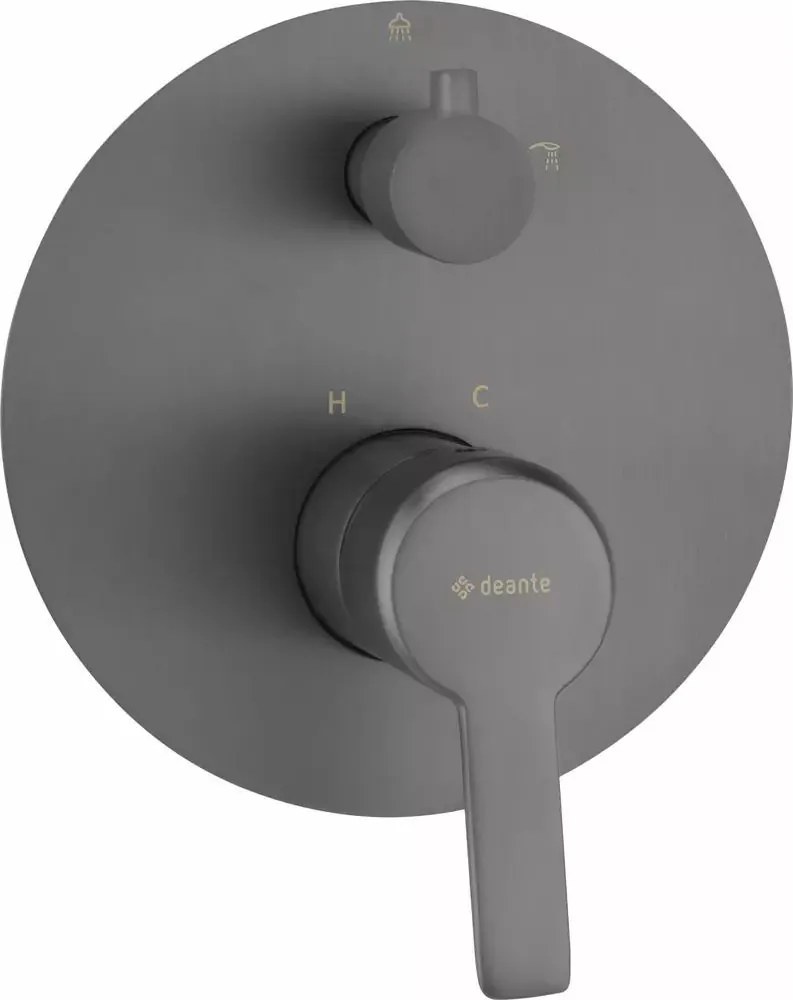 Baterie dus monocomanda incastrata Deante Arnika cu comutator de dus gri periat
