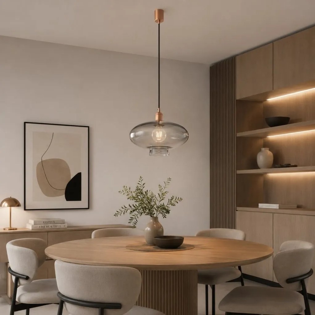 Lustra/pendul design decorativ TRESCO cupru/fumuriu